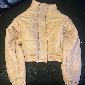 Light pink cropped puffer jacket  size small